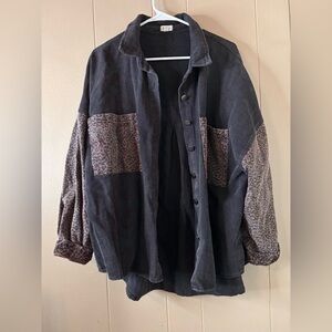 POL black and cheetah Shacket